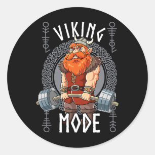 Sticker Rond Bodybuilding en mode viking