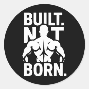 Sticker Rond Bodybuilding Motivation Fitness Corps Construit Pa