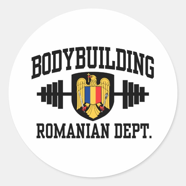 Sticker Rond Bodybuilding roumain (Devant)