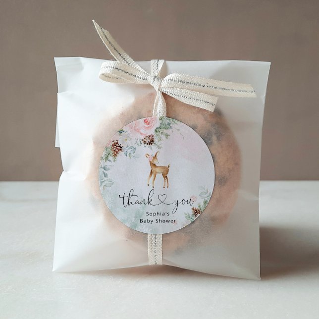 Sticker Rond Boeuf d'hiver rose rousse merci (Créateur téléchargé)