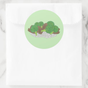 Sticker Rond Boeuf et brocoli Aliments de prise de contrôle chi