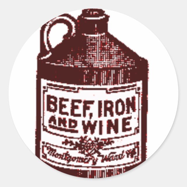 Sticker Rond Boeuf, fer et vin (Devant)