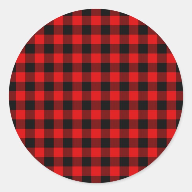 Sticker Rond Boeuf noir rouge à bison à bille Vérifier Noël (Devant)