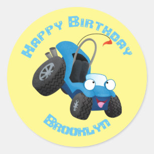 Sticker Rond Boggy dune mignonne hors route caricature de véhic
