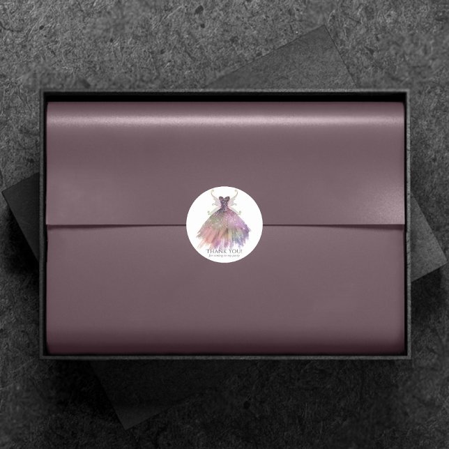 Sticker Rond Bohême Fairy Ball Gown | Muted Ombre Merci (Créateur téléchargé)