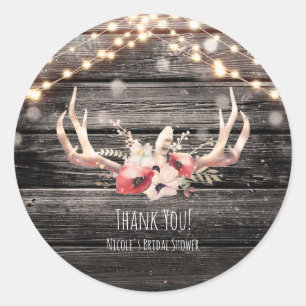 Sticker Rond Bohème Glam Bois Rustique & Lumières Floral Cerfs