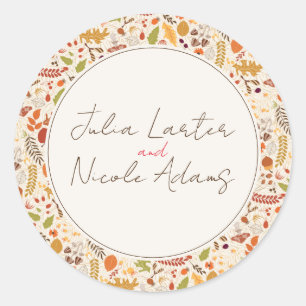 Sticker Rond Bohème séché Rustique Floral Automne Falls Mariage