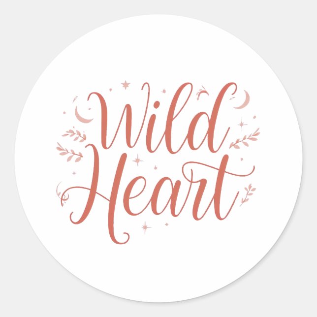 Sticker Rond Bohemian Pink Script Typography (Devant)