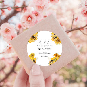 Sticker Rond Boho abeille Merci de douche nuptiale