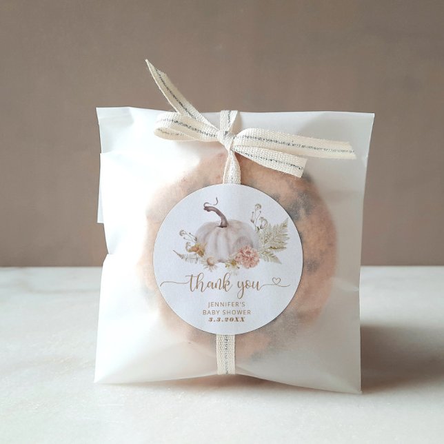 Sticker Rond Boho automne citrouille merci (Créateur téléchargé)