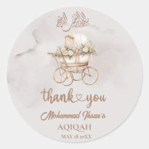 Sticker Rond Boho Baby Carriage Aqiqah Unisex Musulman Nouveau-