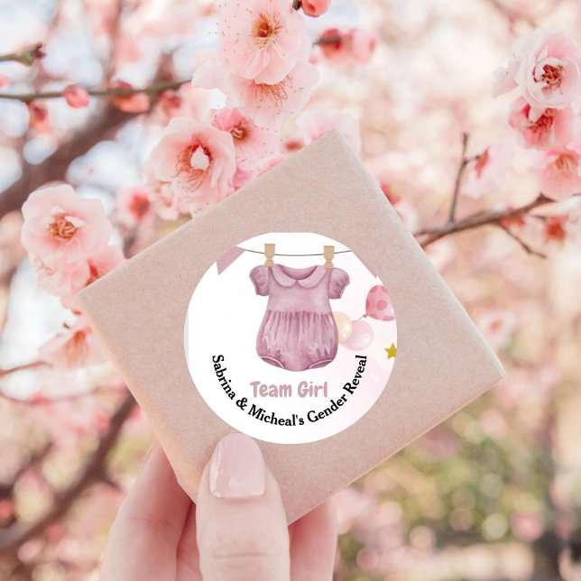 Sticker Rond Boho Baby Clotheline Genre Reveal Team Girl (Créateur téléchargé)