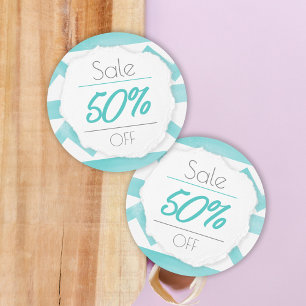 Sticker Rond Boho bleu motif magasin promotion vente autocollan