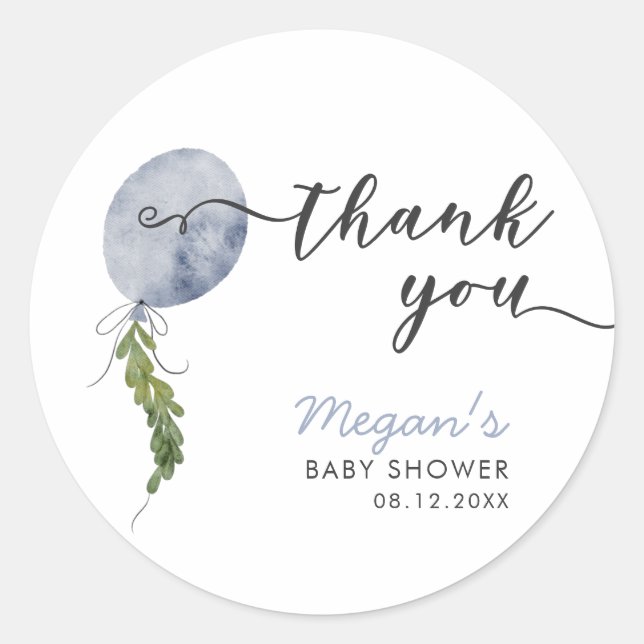 Sticker Rond Boho Blue Balloon Garland Baby shower Favoriser (Devant)