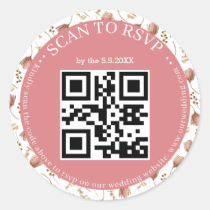 Sticker Rond boho botanique rsvp qr code mariage