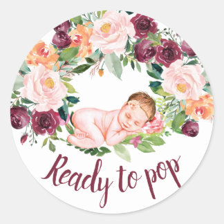 Sticker Rond Boho Bourgogne Floral prêt à la pop