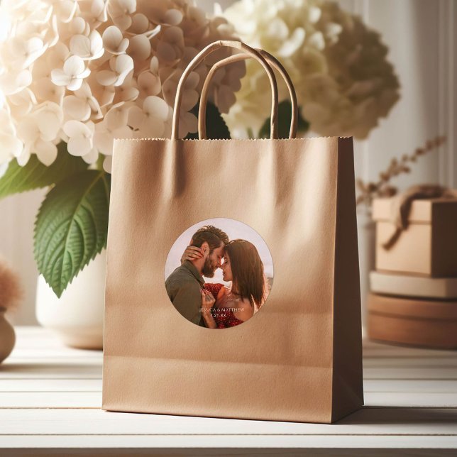 Sticker Rond Boho Burgundy Photo Wedding (Créateur téléchargé)