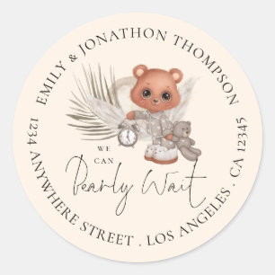 Sticker Rond Boho Chic Bearly Wait Return Adresse Baby shower