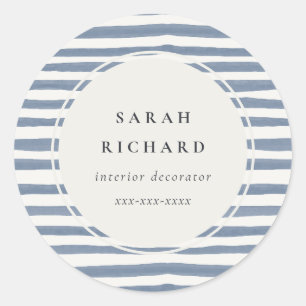 Sticker Rond Boho Chic Bleu Crépuscule Aquarelle Bandes Dessiné