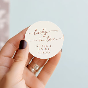 Sticker Rond Boho Chic Bohemian Cream Lucky In Love Favoriser