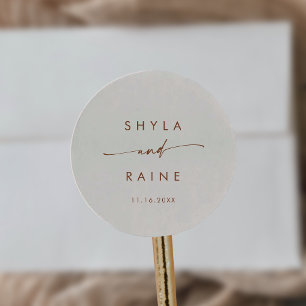 Sticker Rond Boho Chic Bohemian Cream Names Enveloppe Seals