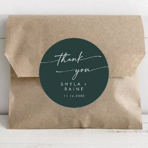 Sticker Rond Boho Chic Emerald Vert Merci mariage Faveur