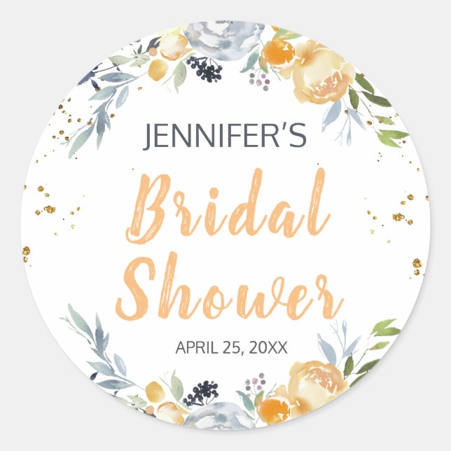Sticker Rond Boho Chic Fête de Fiançailles Fleurs de Pêche (Devant)