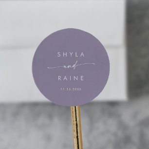 Sticker Rond Boho Chic Lavender Purple Names Enveloppe Phoques