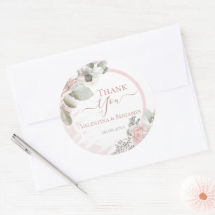 Sticker Rond Boho chic Merci rose floral roux