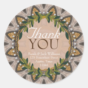 Sticker Rond Boho-Chic Parties scintillant Tournesol Laurel Mer