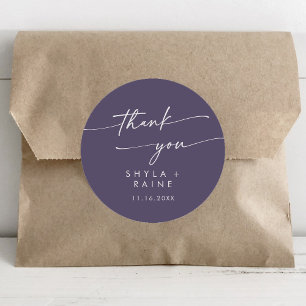 Sticker Rond Boho Chic Plum Purple Merci Mariage Faveur