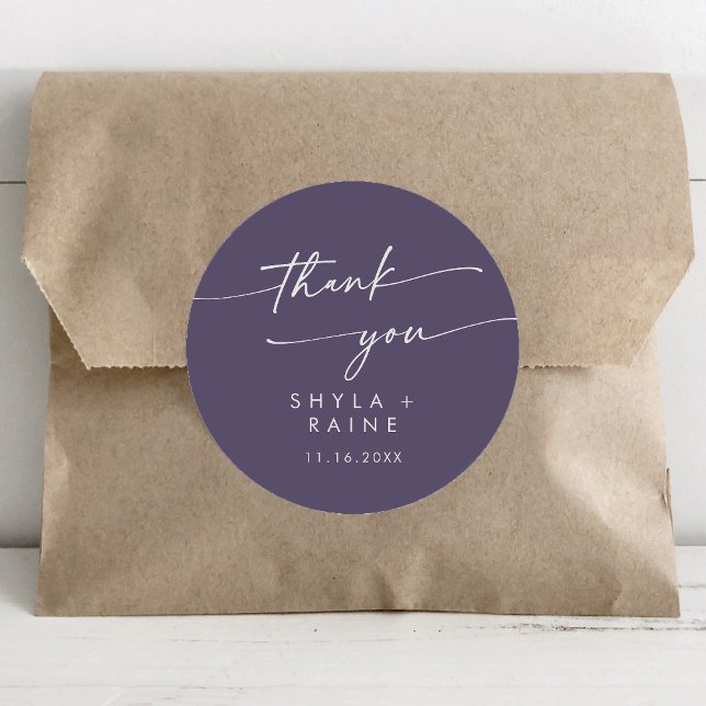 Sticker Rond Boho Chic Plum Purple Merci Mariage Faveur (Créateur téléchargé)