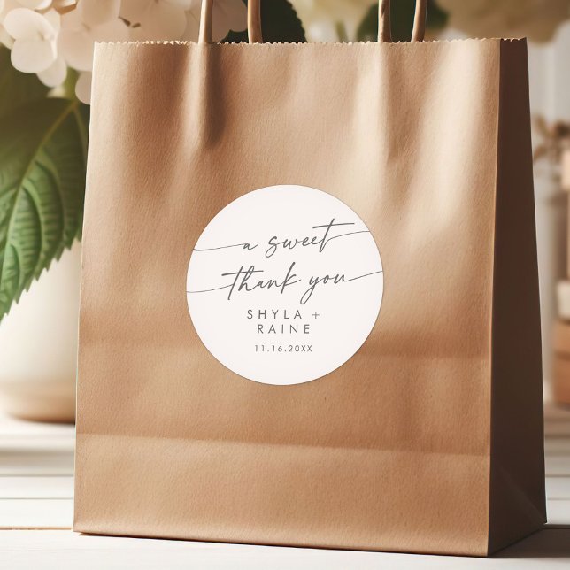 Sticker Rond Boho Chic Silver Grey Un Merci sucré Favoriser (Créateur téléchargé)