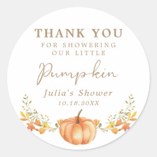 Sticker Rond Boho Citrouille Automne Foliage Merci Faveur