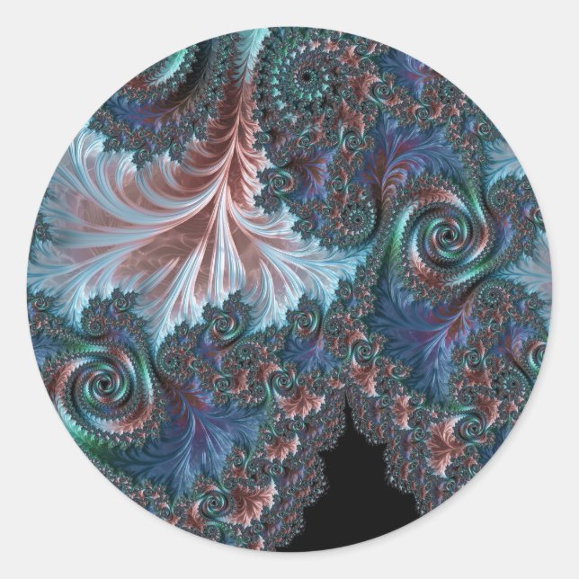 Sticker Rond Boho coloré super Hippie Mandelbrot Fractal Art (Devant)