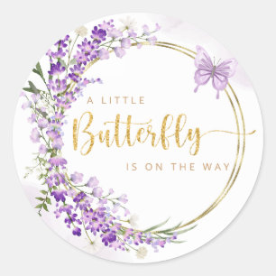 Sticker Rond Boho Cute Aquarelle Floral Butterfly Baby shower