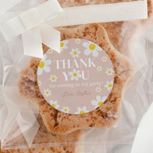 Sticker Rond Boho Daisy Bloom Girl Anniversaire