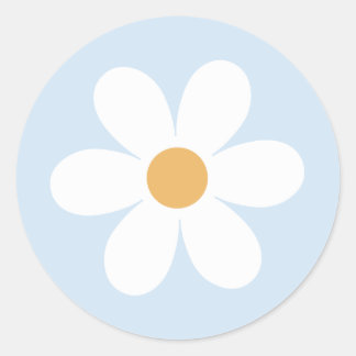 Sticker Rond Boho de marguerite rétro bleu