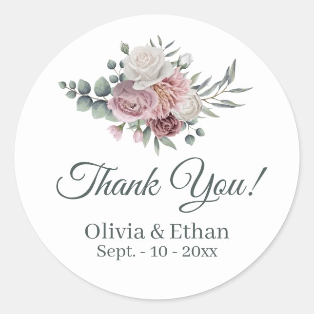 Sticker Rond Boho Dusty Rose Boho Bouquet (Devant)