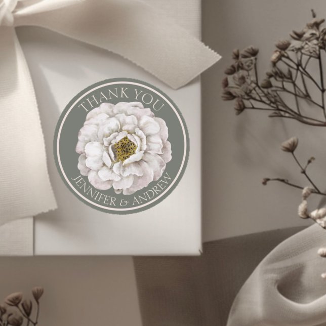 Sticker Rond Boho Ecru Aquarelle Floral Wedding Favoriser (Créateur téléchargé)