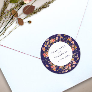 Sticker Rond Boho Fall Rustic Fleur sauvage Floral Mariage