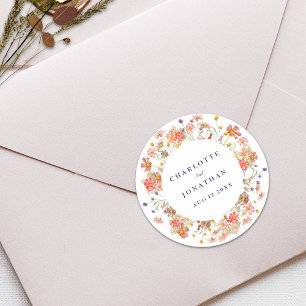 Sticker Rond Boho Fall Rustic Fleur sauvage Floral Mariage