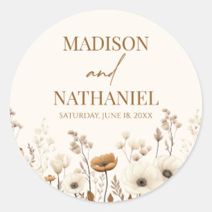 Sticker Rond Boho Fleur sauvage Fleur sauvage Floral Jardin Mar
