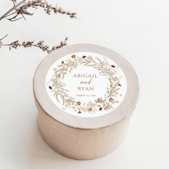 Sticker Rond Boho Fleur sauvage Floral Butal Mariage (Créateur téléchargé)