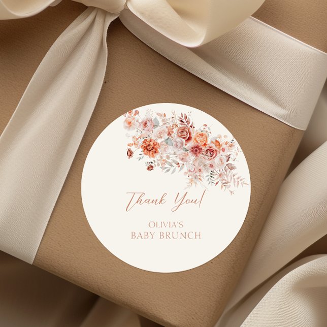 Sticker Rond Boho Floral Baby Brunch (Créateur téléchargé)