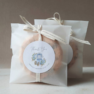 Sticker Rond Boho Floral bébé garçon douche Merci