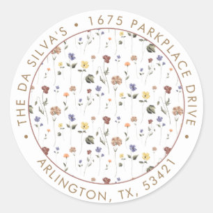 Sticker Rond Boho Floral Fleur sauvage