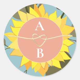 Sticker Rond Boho Floral Mariage Monogramme