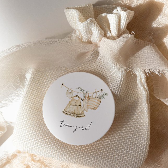Sticker Rond Boho Gender Reveval Team Girl Neutral Baby shower (Créateur téléchargé)