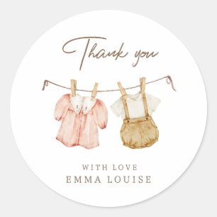 Sticker Rond Boho Genre Révéler Baby shower Vintage